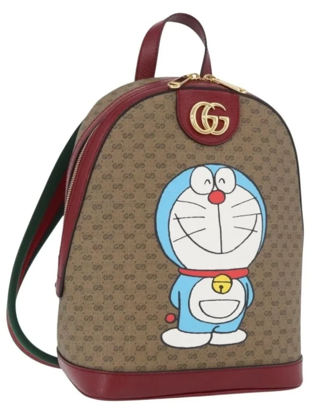 GUCCI Micro GG Supreme Doraemon Backpack PVC Beige Gold 647816 Auth LNZ825SAM